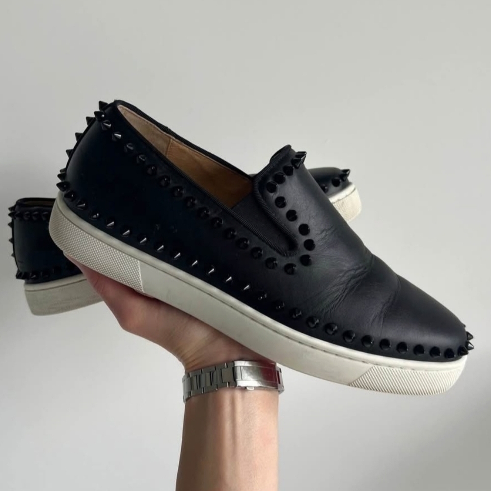 Christian Louboutin Black Suede Pik Boatslip on sneaker US 6.5 Men / US 8 Women